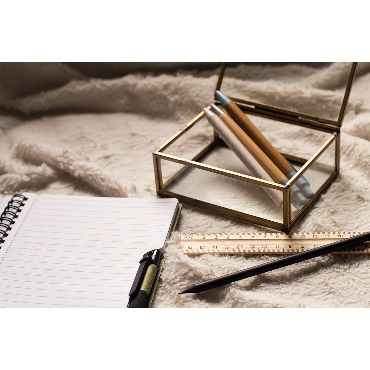 R73761.13 - Ołówek z linijką - zestaw Simple, beżowy